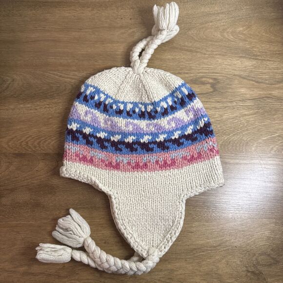 Lot Of 2 Unisex Toboggan Style Ski Beanie Ear Flaps Wool Blend Winter Knit Hat - Picture 2 of 10